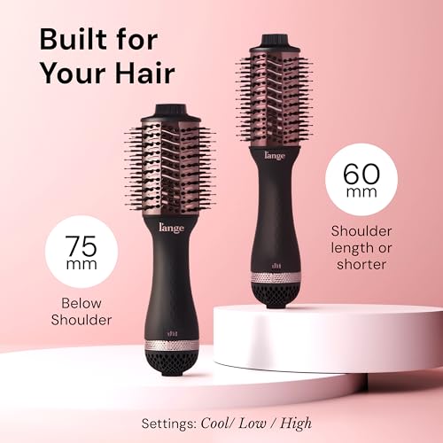 L'ANGE HAIR Le Volume 2-in-1 Titanium Blow Dryer Brush | Frizz Control Blowout Hair Dryer Brush For Drying And Straightening | Volumizing Hot Air Styler For All Hairstyles | Oval Barrel | Black - 75mm