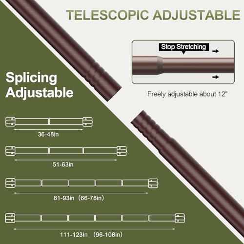 Tigpengy Adjustable Blackout Curtain Rod 28-48 Inch - Wrap Around Design