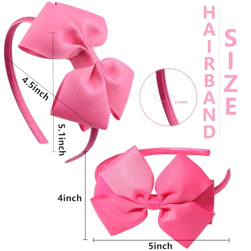Pink Bow Headband for Women & Girls - Pink Bowknot Hair Accessory, Party Wedding