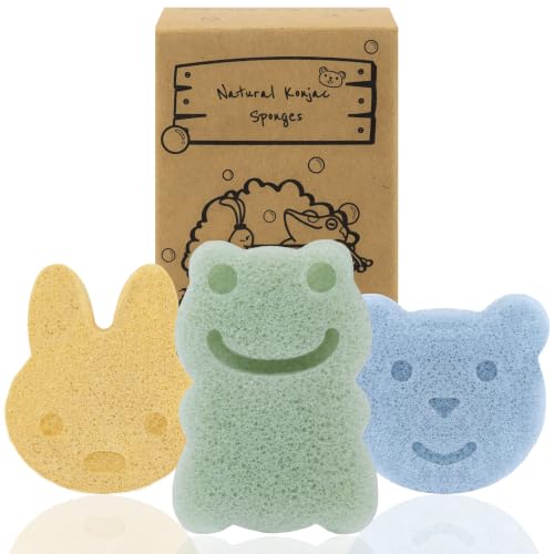 myHomeBody Konjac Sponge Set - 3 Cute Shapes for Kids Bathing