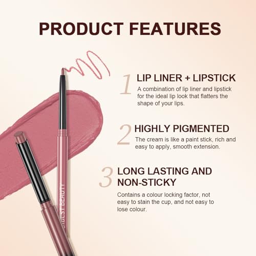 QiBest Nude Rose Pink Matte Lipstick & Lip Liner Set