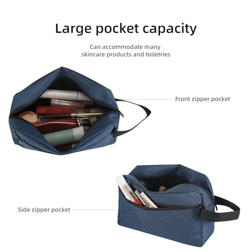 Icramsy Navy Blue Travel Toiletry Bag Hanging Cosmetic Organizer for Women & Men