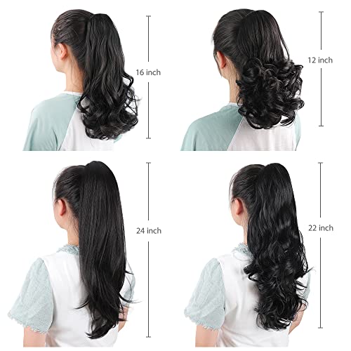 16" Chestnut Red Ponytail Extensions - Synthetic Wavy Claw Clip