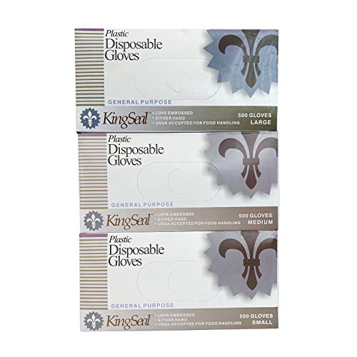 KingSeal Medium Disposable Gloves | 500 Count, Powder-Free, Food Safe