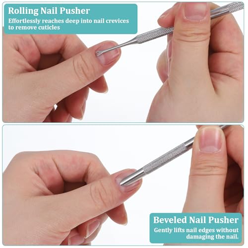 2 PCS Stainless Steel Loop Cuticle Pusher Set for Nail Care