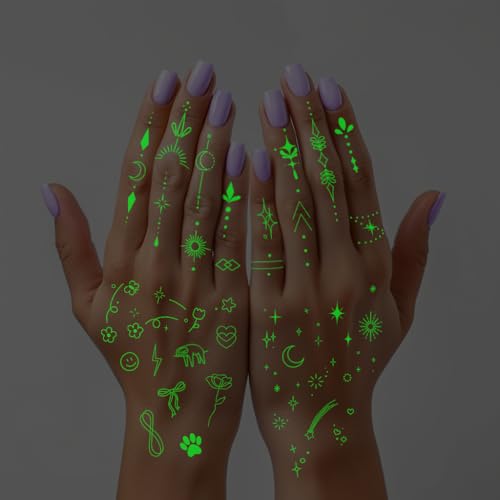 EVERJOY Glow-in-the-Dark Temporary Tattoos - Minimalist Finger Art Kit