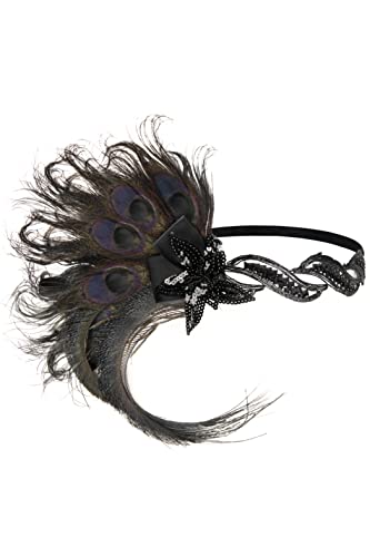 1920s Flapper Headband with Peacock Feather | Gatsby Accessory