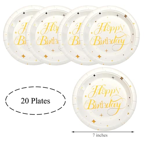 Elegant White and Gold 21st Birthday Party Tableware Set for 20