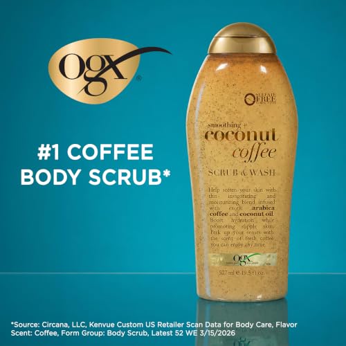 OGX Coconut Coffee Body Scrub & Wash 2-Pack - Hydrating Exfoliating Body Care