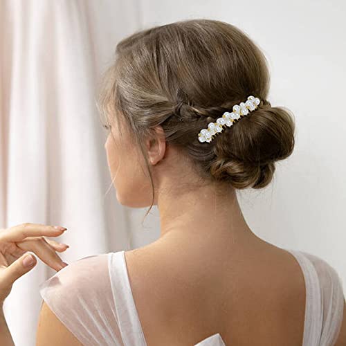 Luxury Crystal Pearl Hair Combs Set - Decorative Metal Side Hair Clips for Women & Girls