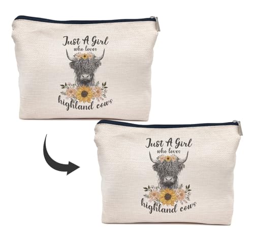 Highland Cow Makeup Bag - Stylish Travel Toiletry Bag for Women