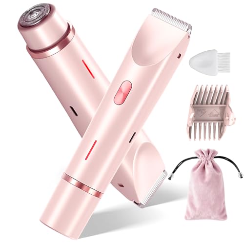 ZIOU Pink Bikini Trimmer for Women - 2-in-1 Electric Razor