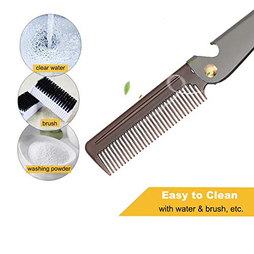 Avenoir Stainless Steel Folding Pocket Comb for Men & Women