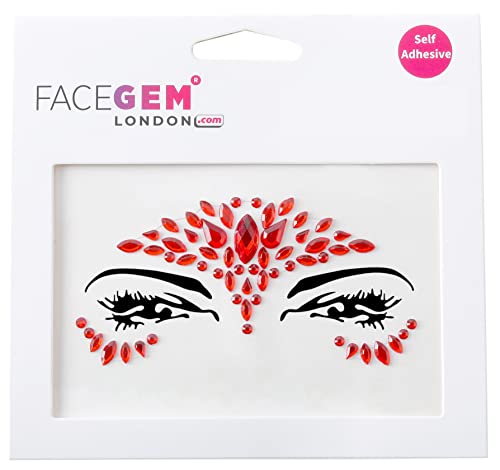 FACEGEM LONDON Red Self-Adhesive Face Gems Glitter Body Jewel Stickers