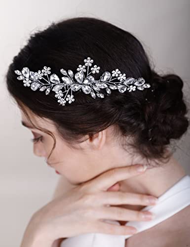 Chargances Handmade Red Crystal Gemstone Hair Comb Bridal Headpiece Wedding Accessory