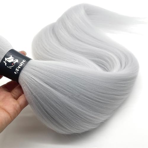 Silver Gray Boho Braiding Hair 26 Inch Pre-Stretched Wavy Curly Extensions