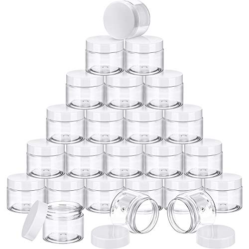 24 Pack 4 oz Clear Plastic Jars with Lids - Airtight Storage Containers for Beauty, Food & Crafts