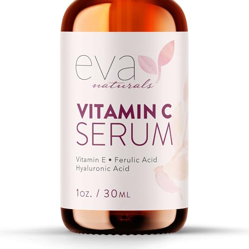 Eva Naturals Vitamin C Serum 20% with Hyaluronic & Ferulic Acid, 1 Fl Oz