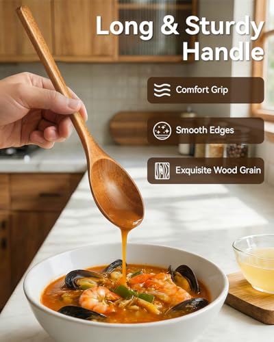 MORGLES 8-Piece Handcrafted Wooden Spoon Set for Honey & Soup