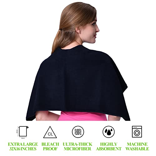 COGANA Bleach Proof Microfiber Hair Towels Set 16x32in Black 6 Pack Salon Towels
