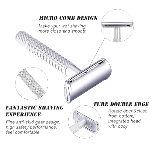 Double Edge Safety Razor Kit - Eco-Friendly Zinc Alloy Manual Shaver