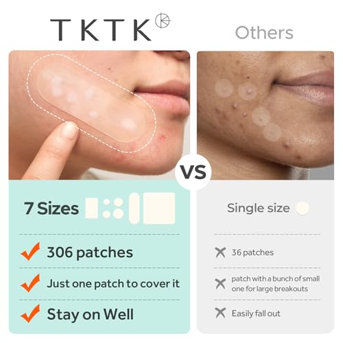 TKTK Large Pimple Patches - XL Acne Stickers, 306ct in 7 Sizes
