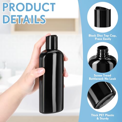 Domensi 6.8oz Plastic Squeeze Travel Bottles - 12 Pcs Leakproof Disc Cap Set
