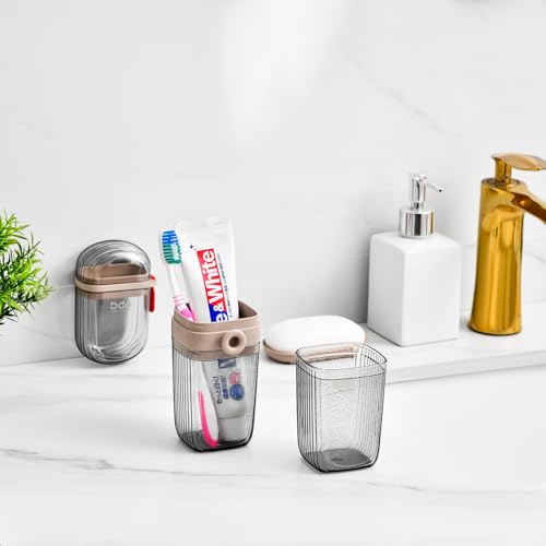 VITVITI Clear Travel Toothbrush & Soap Case Set - Leakproof, Portable Bathroom Organizer for Trip & Camping