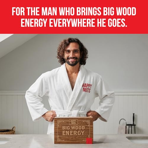 HAPPY NUTS Mens Gift Hygiene Kit - Big Wood Energy Box Men's Gift - Whole Body Deodorant, Moisturizing Body Wash, Anti-Chafing Comfort Cream - Body & Shower Gift Set Self Care For His Total Package
