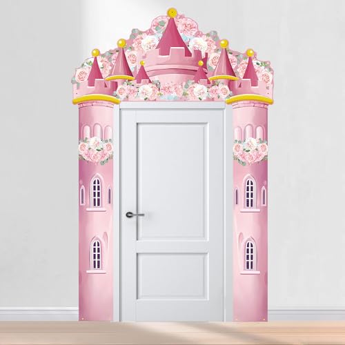 Princess Castle Door Banner Set – 3PCS Photo Booth Backdrop for Girls