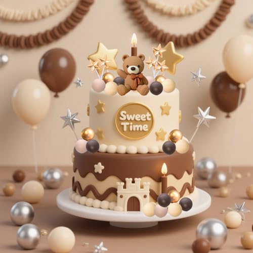 Bear Cake Toppers with Stars & Clouds for Baby Showers & Birthdays