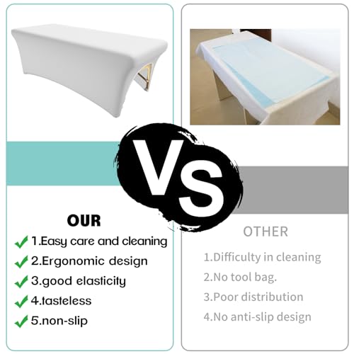 KIDOACOW White Massage Table Cover with Leg Cut-Out for 6FT Beds