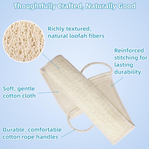 33-Inch Natural Loofah Back Scrubber with Cotton Handles
