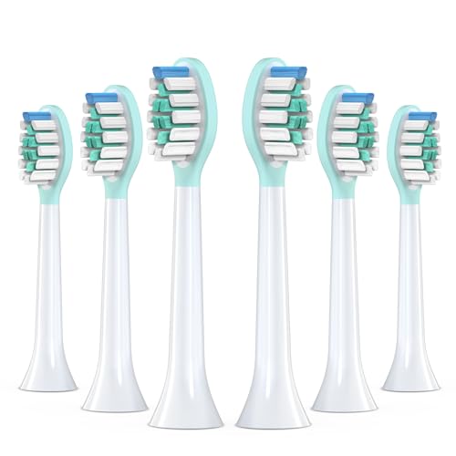 Keosaa Replacement Toothbrush Heads for Philips Sonicare, 6 Pack, Mint Green