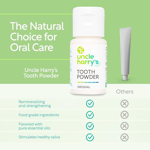 Uncle Harry's Natural Tooth Powder 1 oz - Original, Fluoride-Free, Breath Freshening