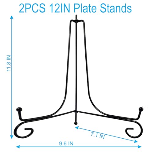 HENABLE 2PCS 12 Inch Black Iron Plate Stands for Display