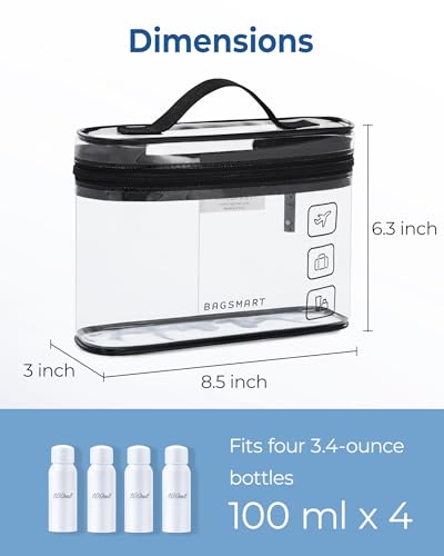 BAGSMART TSA Approved Toiletry Bag Set - 3 Pack Clear Travel Organizer
