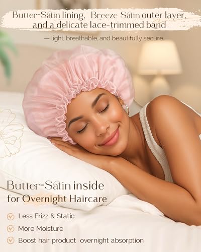 YANIBEST Breathable Satin Sleep Bonnet - Soft Hair Care Cap for Women