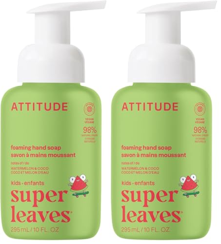 ATTITUDE Kids Foaming Hand Soap - Watermelon & Coco, 10 Fl Oz (Pack of 2)
