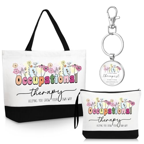 Occupational Therapist Gift Set - Canvas Tote Bag, Makeup Bag & Keychain