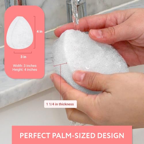 IMPRESA Reusable Facial Sponge White - Deep Cleansing & Exfoliating Pads for Oily Skin