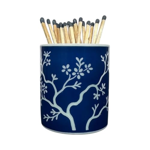 Chinoiserie Match Holder - Vintage Soft Blue Porcelain for Long Matches