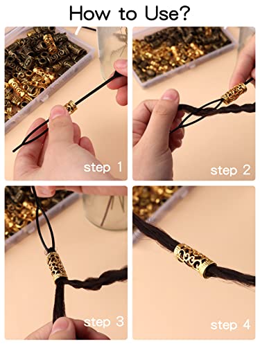 EBANKU 110 PCS Viking Beard Beads Set with Hair Pins - Antique Gold