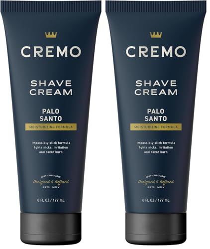 Cremo Palo Santo Shave Cream 6oz Pack of 2 – Ultra-Slick Men’s Shaving Gel for Nicks & Razor Burn
