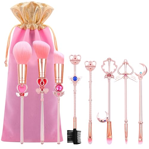 Pink Sailor Moon 9-Piece Makeup Brush Set with Travel Bag