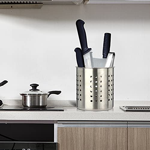 Saiveina Stainless Steel Utensil Holder - Round Kitchen Organizer 5.3"H x 5.1"D