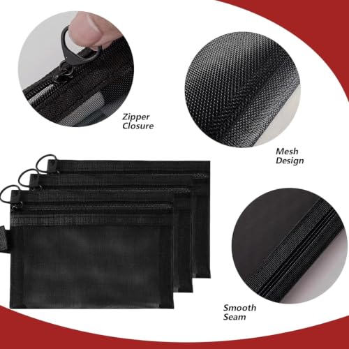 Hotipine 10PCS Mesh Makeup Bag Set - Clear Portable Cosmetic Organizer for Travel & Home