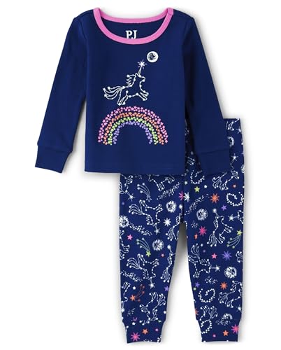 3T Unicorn Baby Girls Pajama Set - Long Sleeve Top & Pants, Snug Fit, 100% Cotton