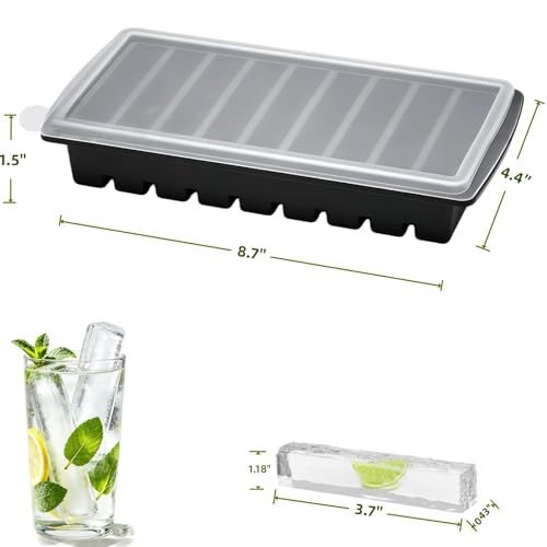 Silicone Long Ice Cube Tray for Water Bottles - Stackable & Easy Release (2 Pack)