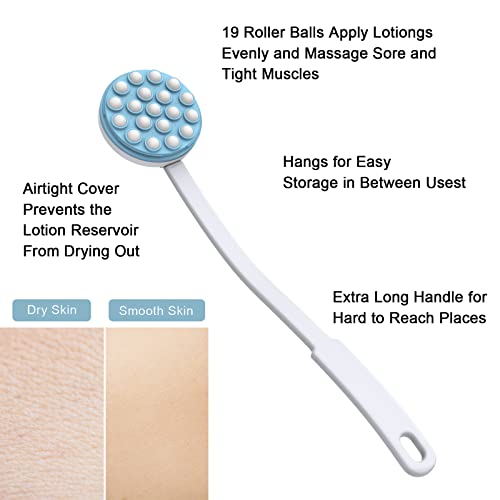 Back Lotion Applicator with 19 Roller Massagers, Long Reach Lotion & Sunscreen Dispenser